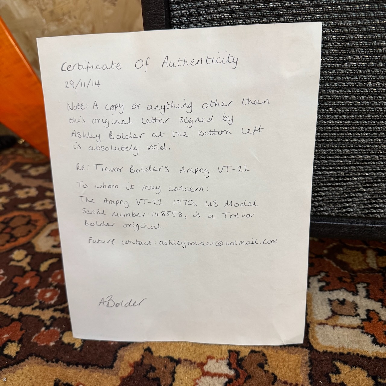 Ex Trevor Bolder Uriah Heep David Bowie 1975 Ampeg VT22 Amplifier Ex Trevor Bolder Uriah Heep David Bowie 1975 Ampeg VT22 Amplifier