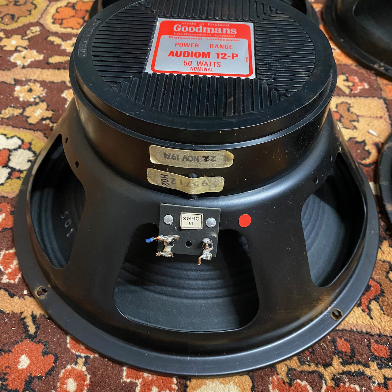 Quad 4x Vintage 1970s Goodmans Audiom 12P Red 12" Speakers Quad 4x Vintage 1970s Goodmans Audiom 12P Red 12" Speakers