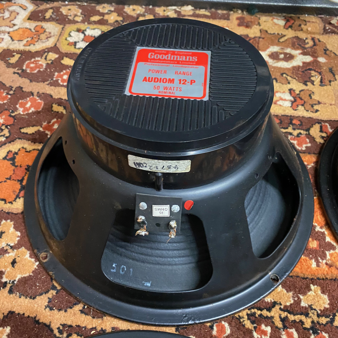 Quad 4x Vintage 1970s Goodmans Audiom 12P Red 12" Speakers Quad 4x Vintage 1970s Goodmans Audiom 12P Red 12" Speakers