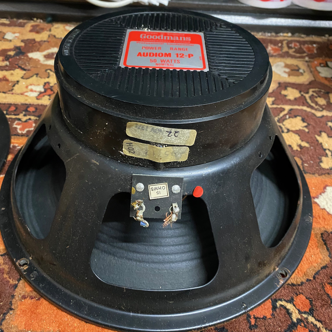 Quad 4x Vintage 1970s Goodmans Audiom 12P Red 12" Speakers Quad 4x Vintage 1970s Goodmans Audiom 12P Red 12" Speakers