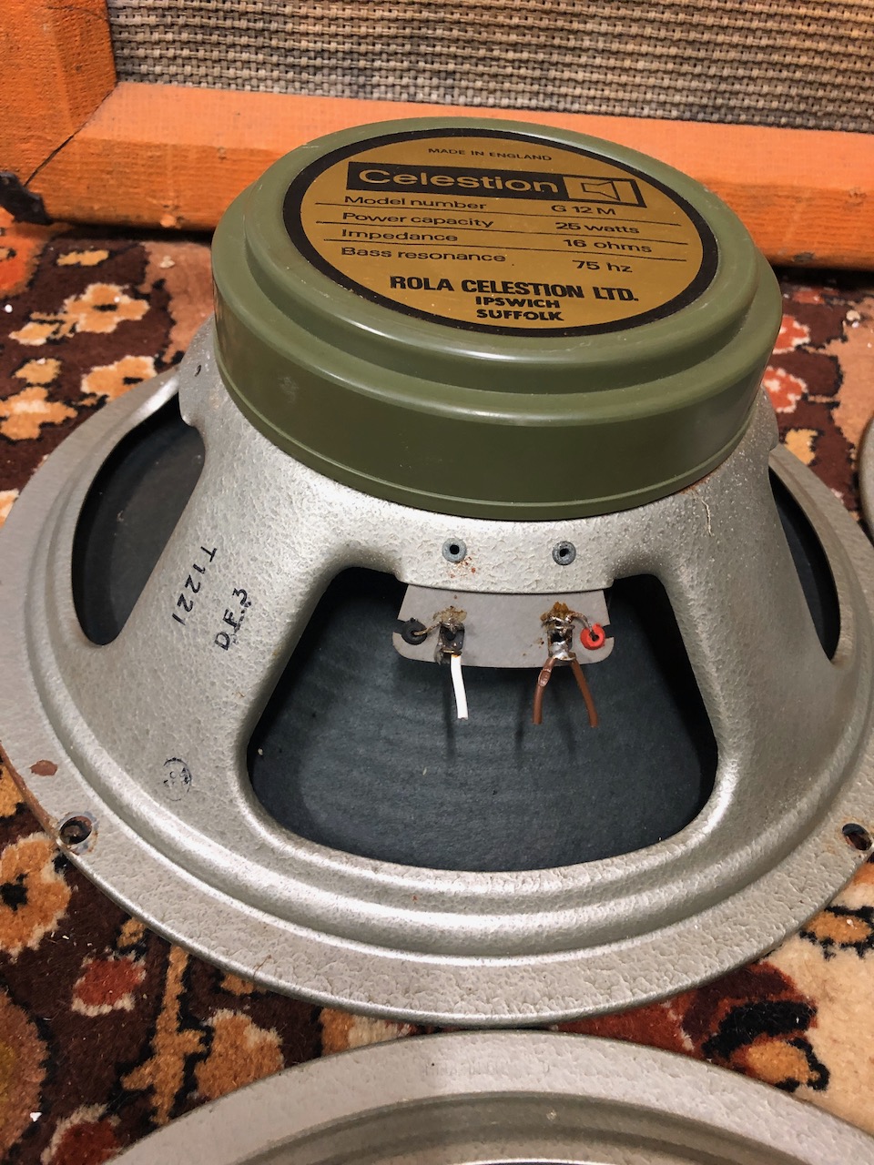 Quad Vintage 1973 Celestion G12M T1221 25w Greenback Speaker Driver Quad Vintage 1973 Celestion G12M T1221 25w Greenback Speaker Driver