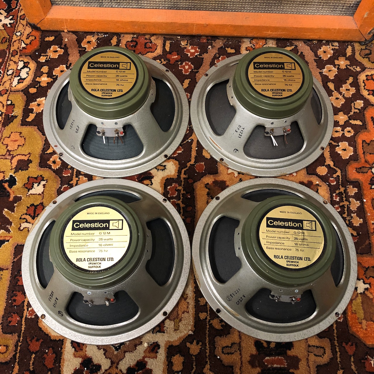 Quad Vintage 1973 Celestion G12M T1221 25w Greenback Speaker Driver Quad Vintage 1973 Celestion G12M T1221 25w Greenback Speaker Driver
