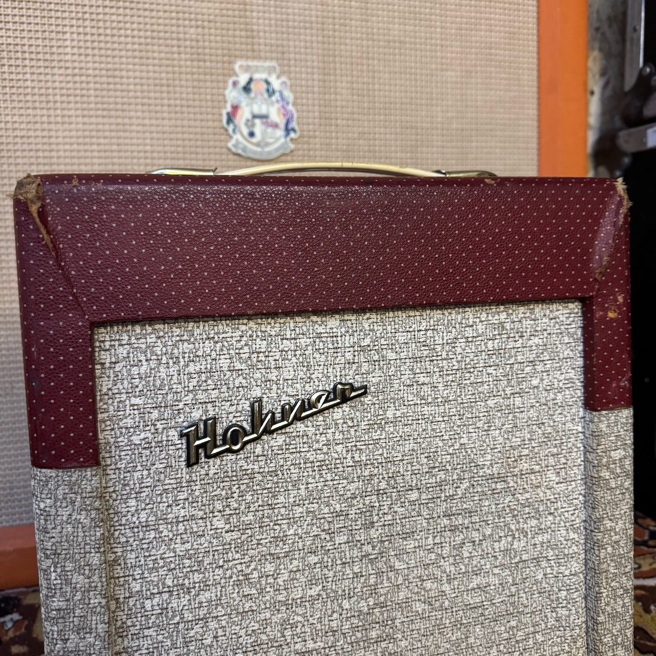 Vintage 1950s Hohner Red Cream 1x8 Elac Valve Guitar Harp Amplifier Vintage 1950s Hohner Red Cream 1x8 Elac Valve Guitar Harp Amplifier