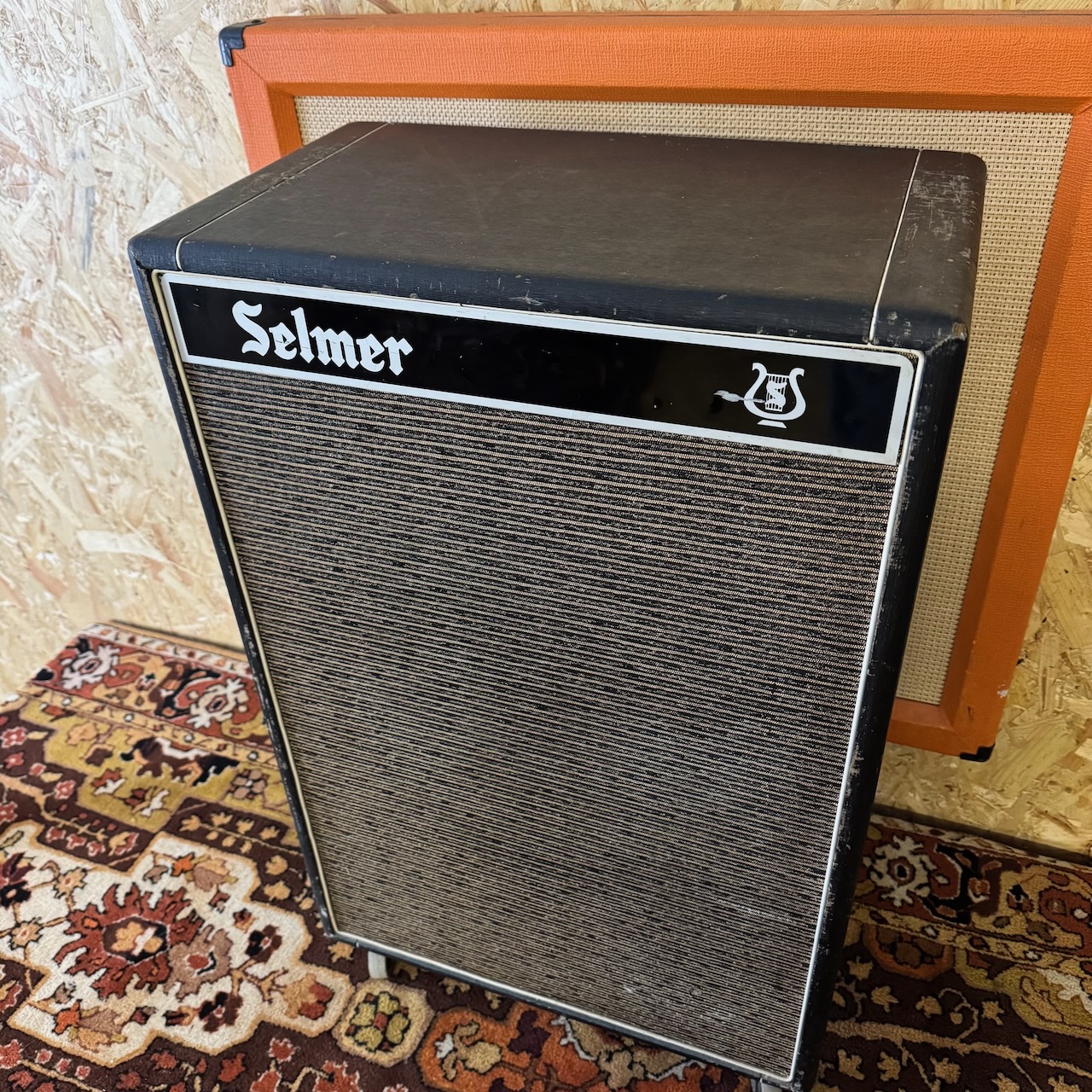 Vintage 1960s Selmer David Black Silver 1×15 Speaker Cabinet Vintage 1960s Selmer David Black Silver 1×15 Speaker Cabinet
