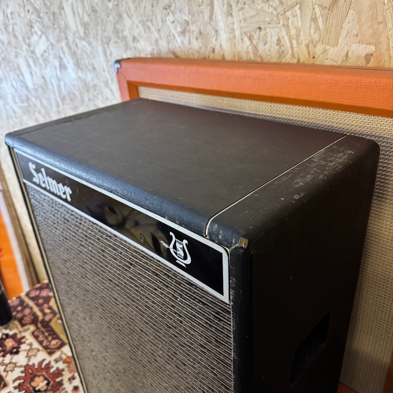 Vintage 1960s Selmer David Black Silver 1×15 Speaker Cabinet Vintage 1960s Selmer David Black Silver 1×15 Speaker Cabinet