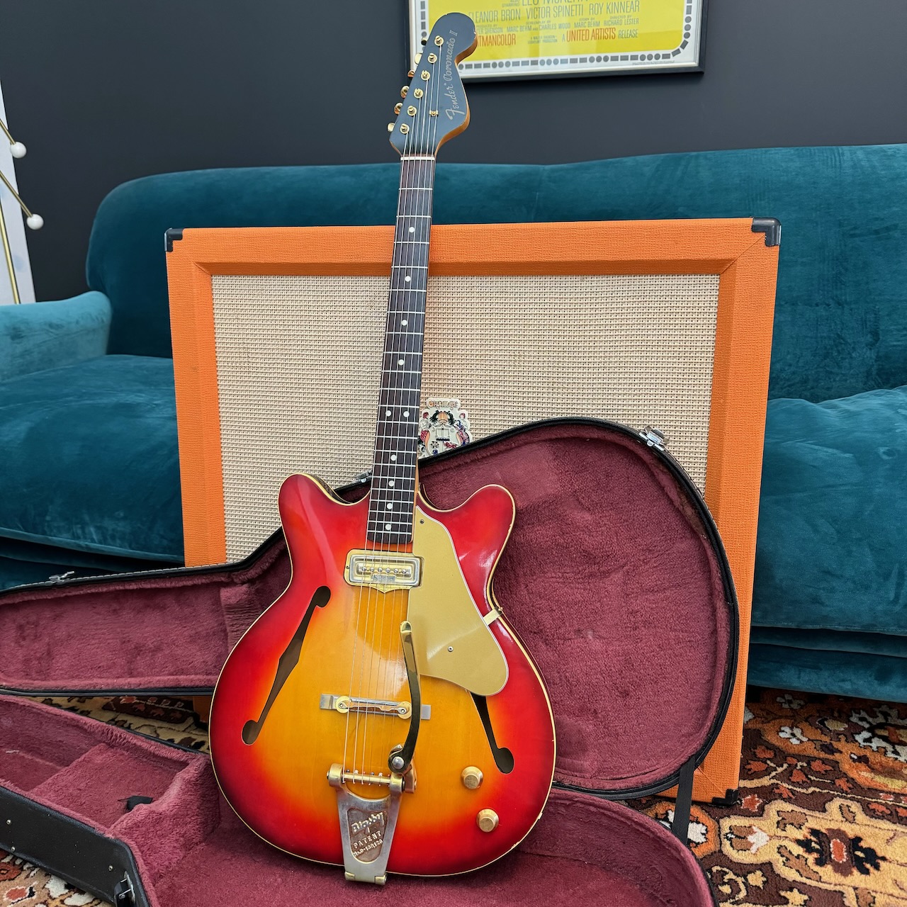 Vintage 1966 Fender USA Coronado I Gold Bigsby Sunburst Guitar Vintage 1966 Fender USA Coronado I Gold Bigsby Sunburst Guitar