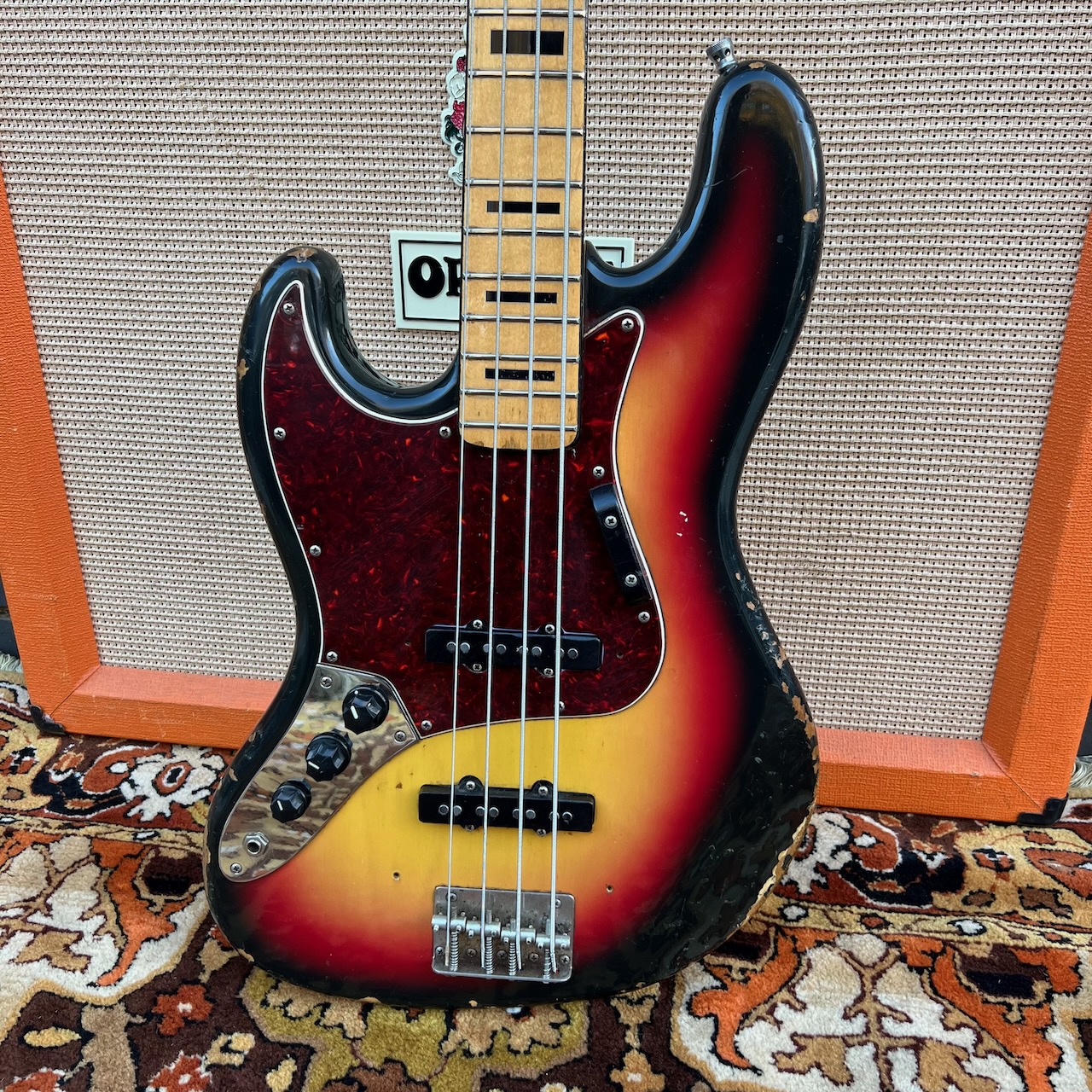 Vintage 1977 Antoria Jazz Japan Sunburst Lefty Bass Guitar Vintage 1977 Antoria Jazz Japan Sunburst Lefty Bass Guitar