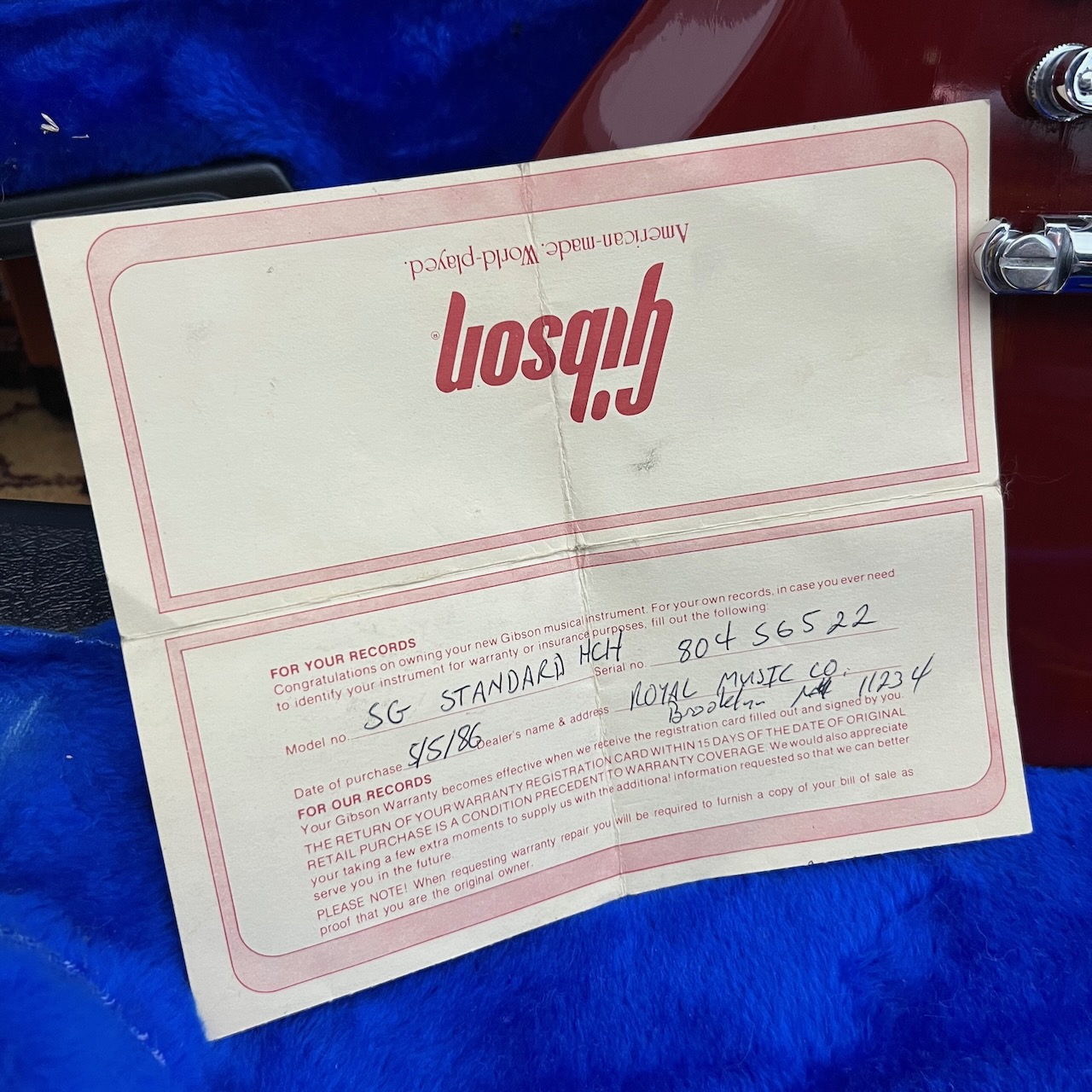 Vintage 1986 Gibson SG Standard Cherry Electric Guitar OHSC Vintage 1986 Gibson SG Standard Cherry Electric Guitar OHSC